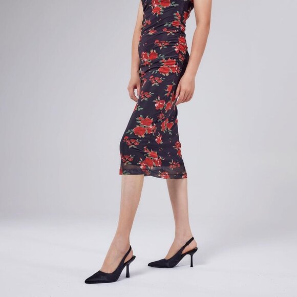 Women Black Satin Pointed Closed Toe mid Slingback Mid High Heels Stiletto Pumps - Picture 6 of 9